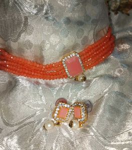 Beaded Necklace and Earring Set