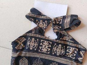 Girls' Black &amp; White Print Halter Dress