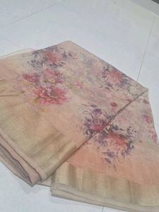 Elegant Floral Print organza Saree