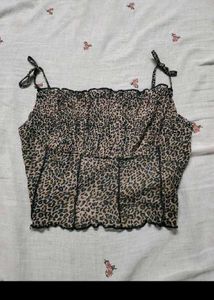 Leopard Print Smocked Cami Top