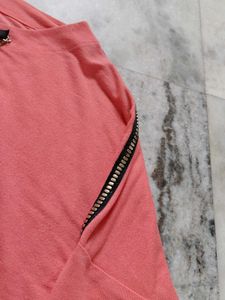 Coral Zip Detail Long Sleeve Top