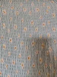 Light Blue Smocked Floral Tube Top
