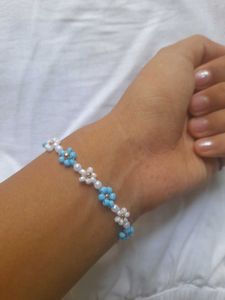 Blue Flower Beaded Bracelet💙