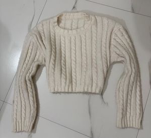 Cozy Cable Knit Cropped Sweater