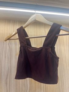 Ribbed Button-Front Crop Top