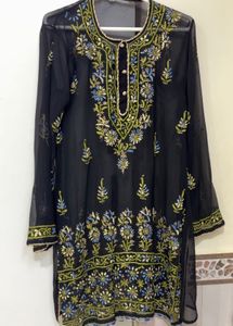 Black Chikankari Short Kurti