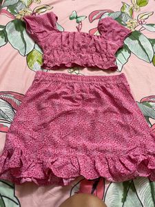 Cute Pink Ruffle Crop Top