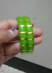 Green & Gold Bangles - Set of Two