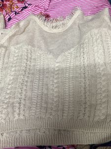 Cozy Knit Sweater with Fringe Detail