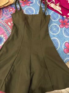 Stylish Olive Green A-Line Dress
