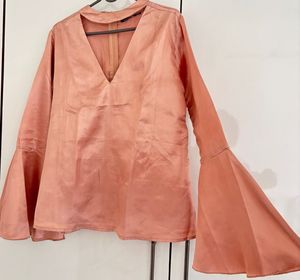 Satin Bell Sleeve Blouse