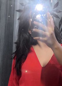 Chic Red V-Neck Sheer Sleeve Top