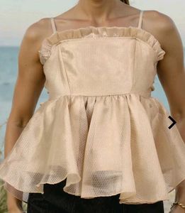 Cream Textured Sheer top 💖