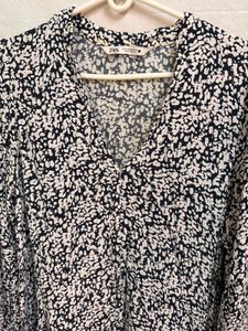 Zara Printed V-Neck Mini Dress