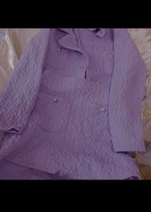 Lavender Textured Crop Jacket &amp; Skirt Set