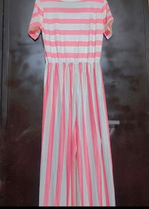 Pink &amp; White Striped Jumpsuit For 32 Bust