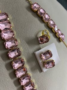 Elegant Pink Crystal Jewellery Set
