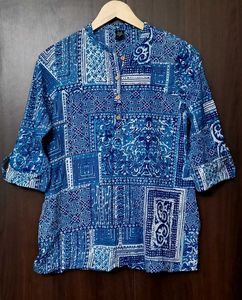 Blue & White Printed Kurta