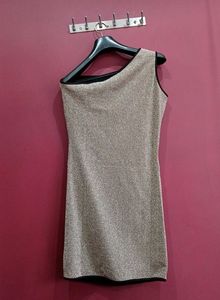 Shein Party One Shoulder Shimmer Bodycon Dress🤎