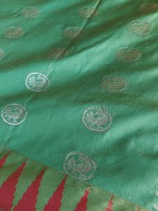Parrot green Cotton silk Saree with Blouse