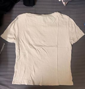H&amp;M Beige Ribbed Top