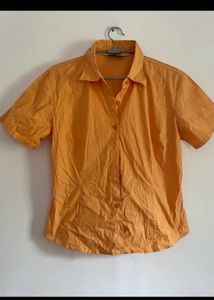 Orange Short Sleeve Button-Up Shirt