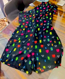 S, L and XL size One-Shoulder Romper with Heart