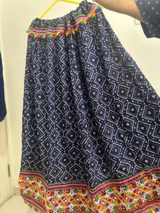 Bohemian Navratri Traditional Print Tassel Skirt