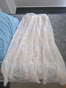 White Tiered Embroidered Skirt