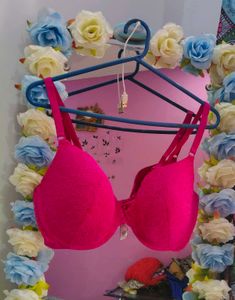 Bright Pink Lace Bra