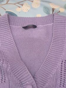 Lavender Cable Knit Cardigan