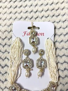 Elegant Pearl &amp; Crystal Necklace Set