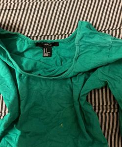 Green Long Sleeve Crop Top