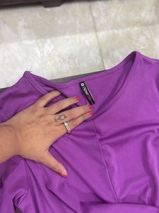 Newme Elegant  Purple Long Sleeve Dress