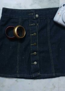 Denim Button-Front Mini Skirt
