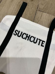 White "SUCH CUTE" Crop Top