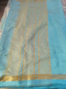 Beautiful Blue Saree with Gold Print