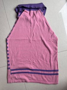 Striped Polo Neck Top