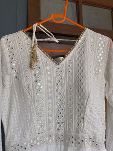 Elegant White Embroidered Anarkali Suit