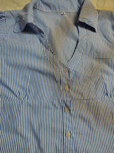 Blue and White Striped Button-Up Top