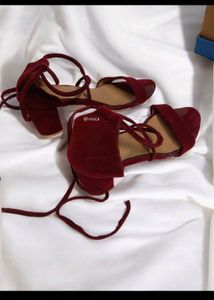 FABBHUE Block Heels Woth Tie Up Details