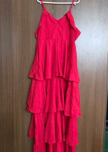 Chic Red Tiered Maxi Dress