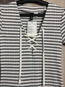 17 H&amp;M Striped Lace-Up Mini Dress