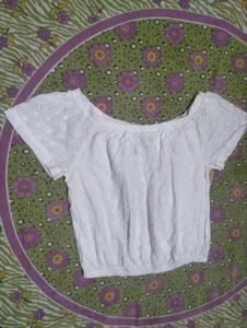 White Broderie Anglaise Off-Shoulder Top