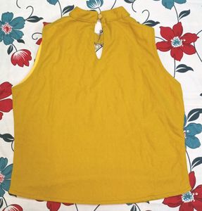 Mustard Sleeveless Top with Ring Detail