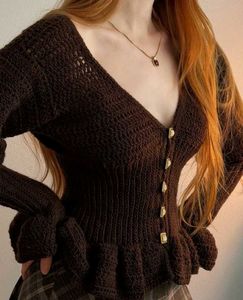 Brown Crochet Cardigan top