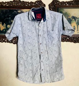 Printed White Colour Half Sleeves Men’s Shirt…. Size: M
