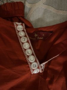 Embroidered Orange Kurta