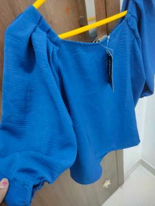 Stylish Blue Puff Sleeve Top