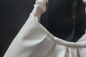 White Ruched Handle Shoulder Bag